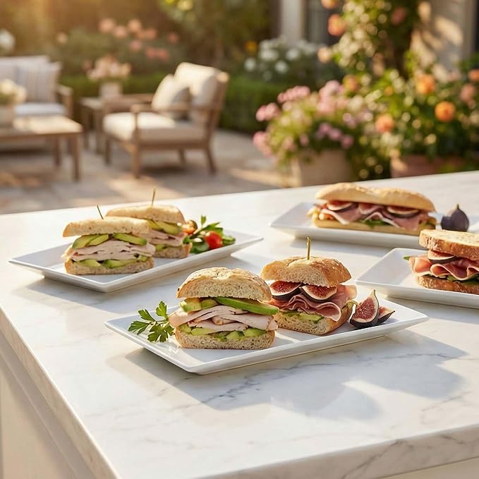12" Serving Platters Set of 4, Ceramic Serving Tray, Stackable Large Party - Image 4