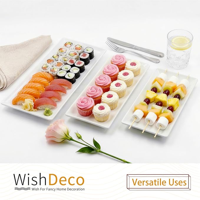 Serving Platters Set of 3, Large Serving Trays 16/14/12 inch, Ceramic Rectangle - Image 7
