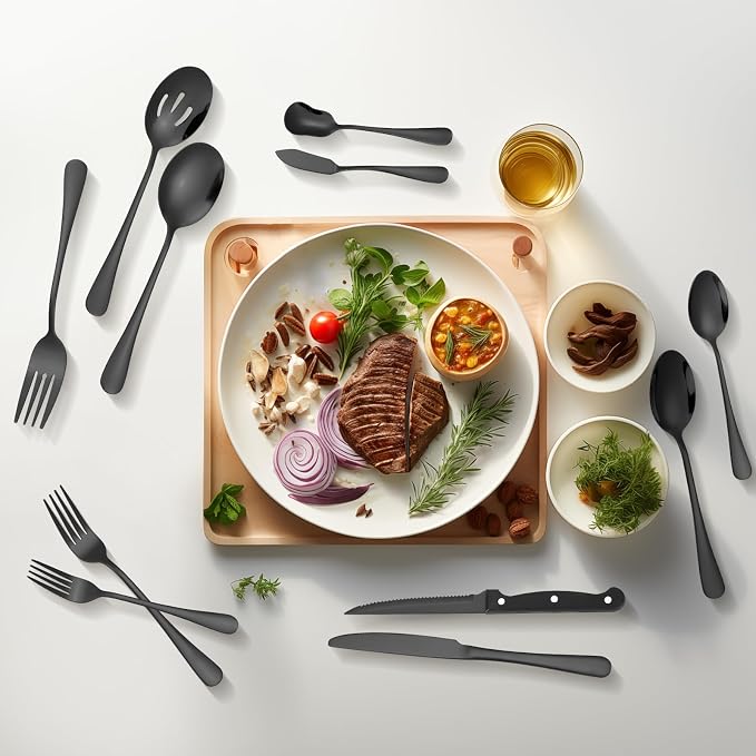 Lazycorner 53 Piece Black Silverware Set - Image 7