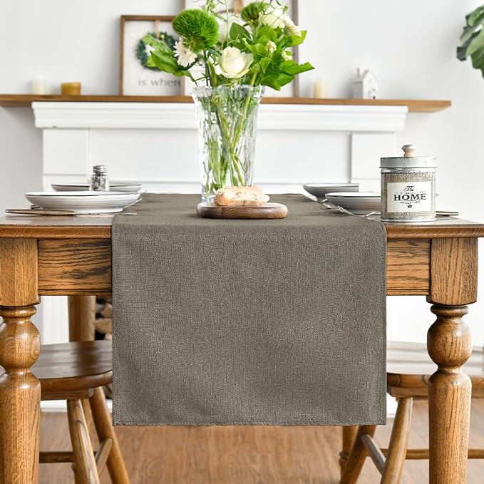 Artoid Mode Coffee Brown Table Runner, Seasonal Fall Washable Kitchen Dining - Image 2