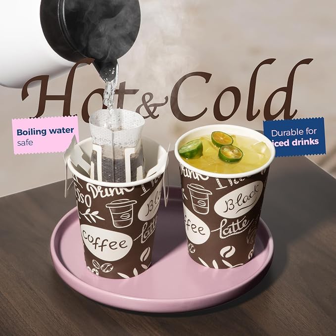 Fit Meal Prep 12 oz Coffee Cups 300 Count, Leak-Proof Hot Cup, Disposable Paper - Image 4