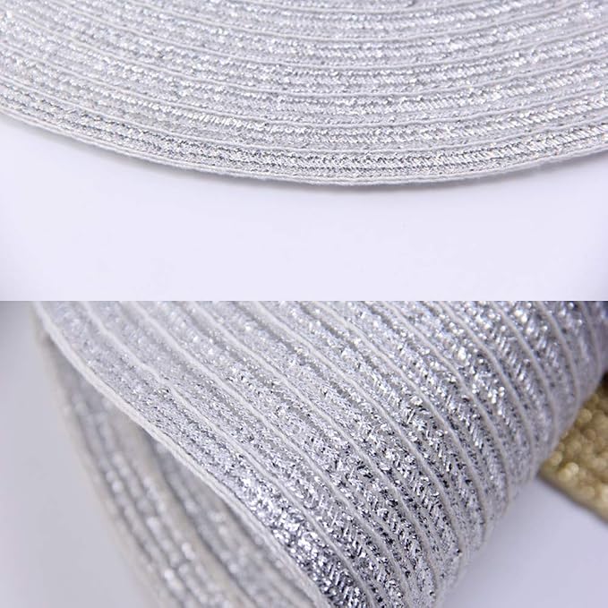 SHACOS Silver Glitter Round Placemats Set of 6 Sparkle Bling Place Mats Glitz - Image 3