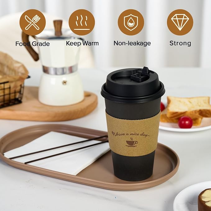 LITOPAK 500 Pack 16 oz Disposable Coffee Cups, Including cups, suitable - Image 5