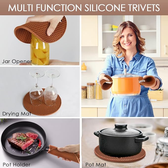 Silicone Trivets for Hot Dishs, 7 Inch & 9 Inch Heat Resistant Silicone Hot - Image 4