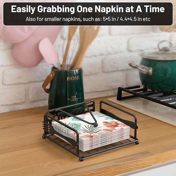 Napkin Holder for Table, Weighted Arm, Square Cocktail Paper Holder, Elegant - Image 3