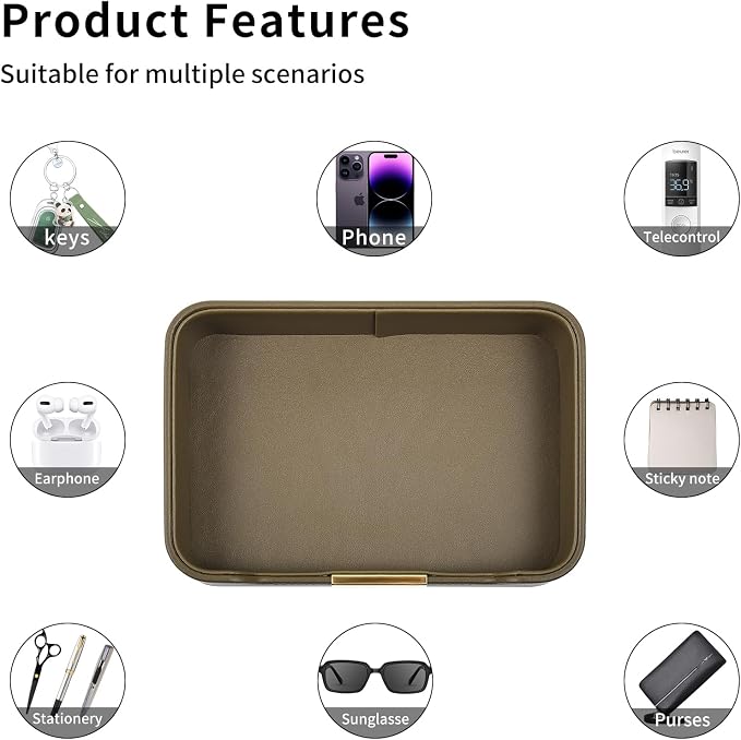 Luxury Leather Valet Tray Desktop Storage Organizer, Bedside Vanity Catchall - Image 7
