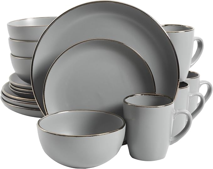 Gibson Home Rockaway 16-Piece Round Stoneware Dinnerware Set, Service by GibsonHomewares