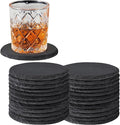 24 PCS Slate Drink Coasters Bulk, MAPRIAL 4 Inch Round Black Rustic Stone by MAPRIAL