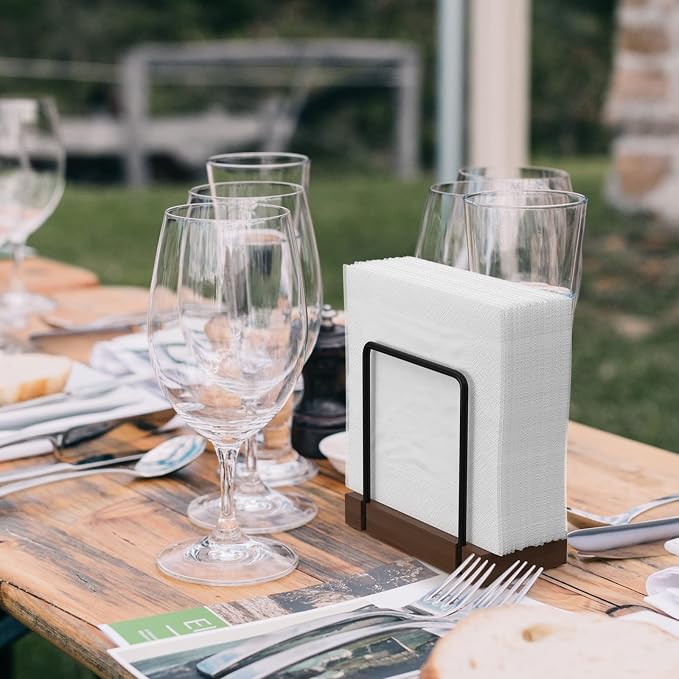 Wican Napkin Holder for Table, Bamboo Iron Standing Napkin Dispenser | Kitchen - Image 4