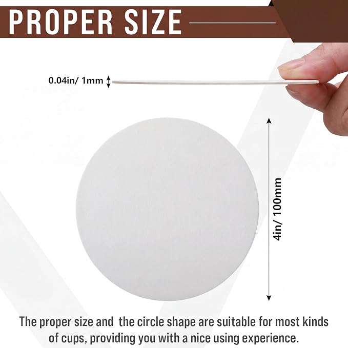 TaoBary 400 Pcs Round Cardboard Paper Coasters Bulk 1mm, 4 Inch Disposable - Image 2