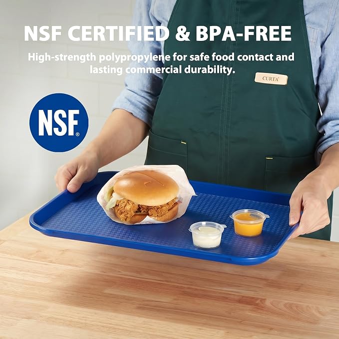 6 Pack Blue Lunch Trays, 12x16 Inch Plastic Serving Tray | Blue Cafeteria Tray - Image 4