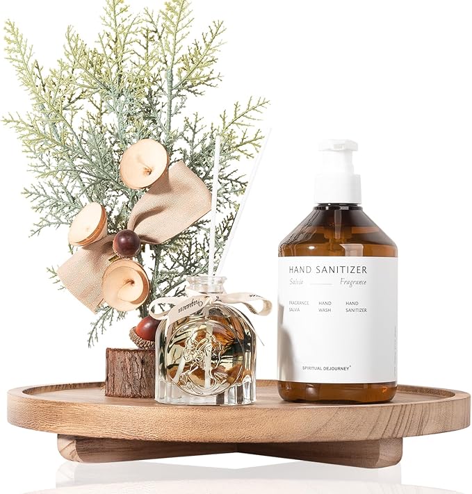 Round Decorative Tray Farmhouse Kitchen Decor Soap Dish 12" Brown | Waterproof - Image 4
