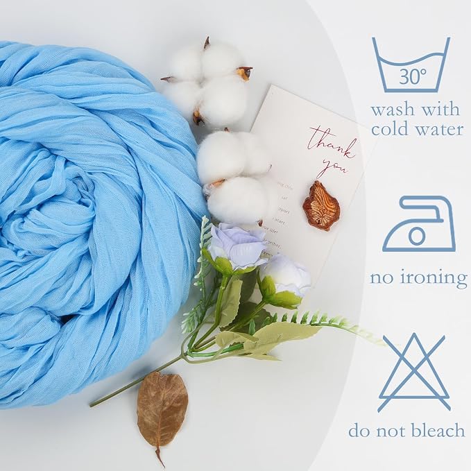35 Pack Baby Blue Cheesecloth Table Runner 35 x 120 Inch - Image 5