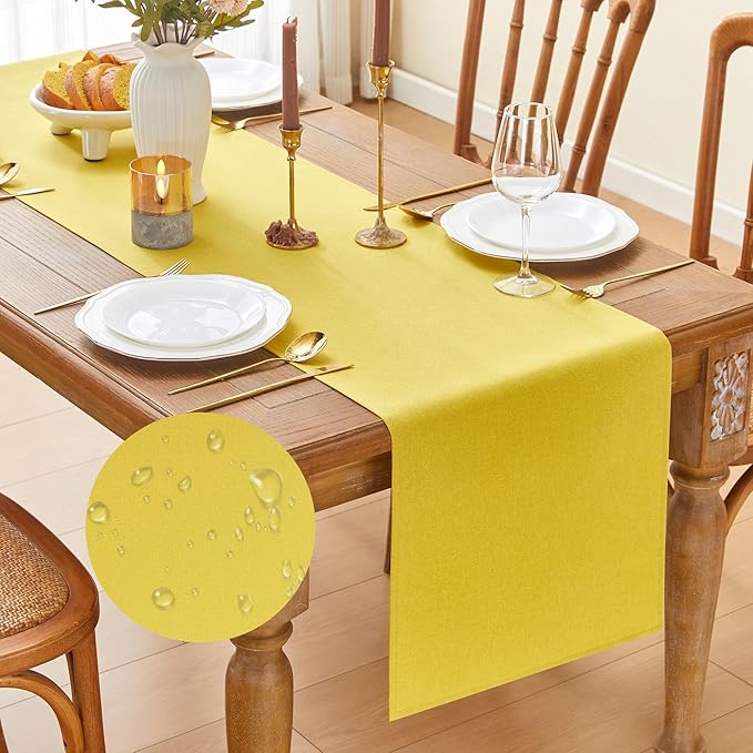 YATOJUZI Yellow Table Runner Seasonal Spring Summer Kitchen Dining Coffee Table by YATOJUZI