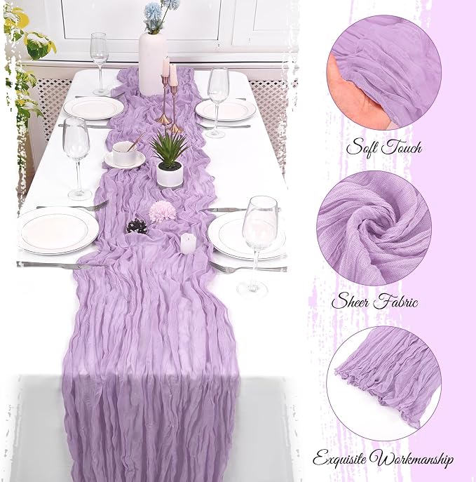 10 Pack Lavender Cheesecloth Table Runner 17x108 Inch Boho Gauze Cheese Cloth - Image 3