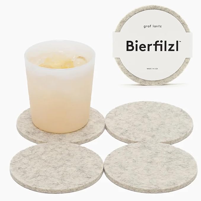 Graf Lantz - Bierfilzl Merino Wool Round Coasters Set of 4 - Heather White - by GrafLantz