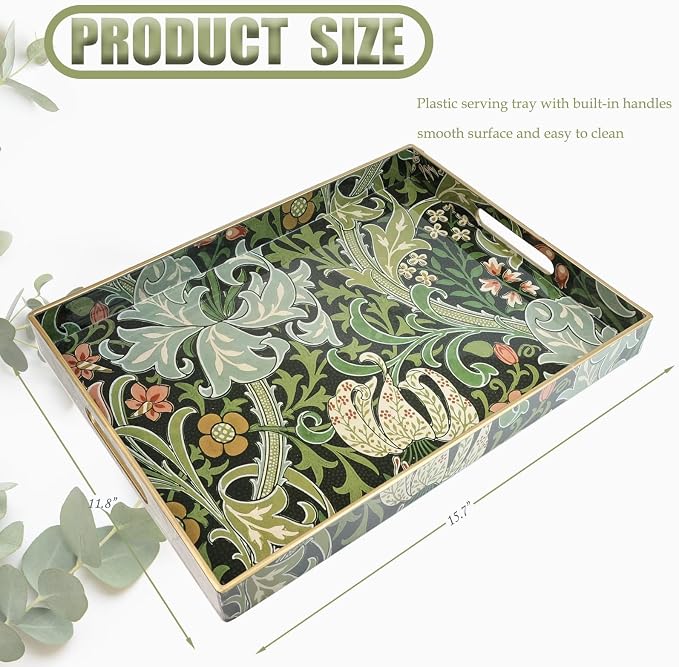 Spsyrine Serving Tray with Handles, Plastic Decorative Tray - Image 3