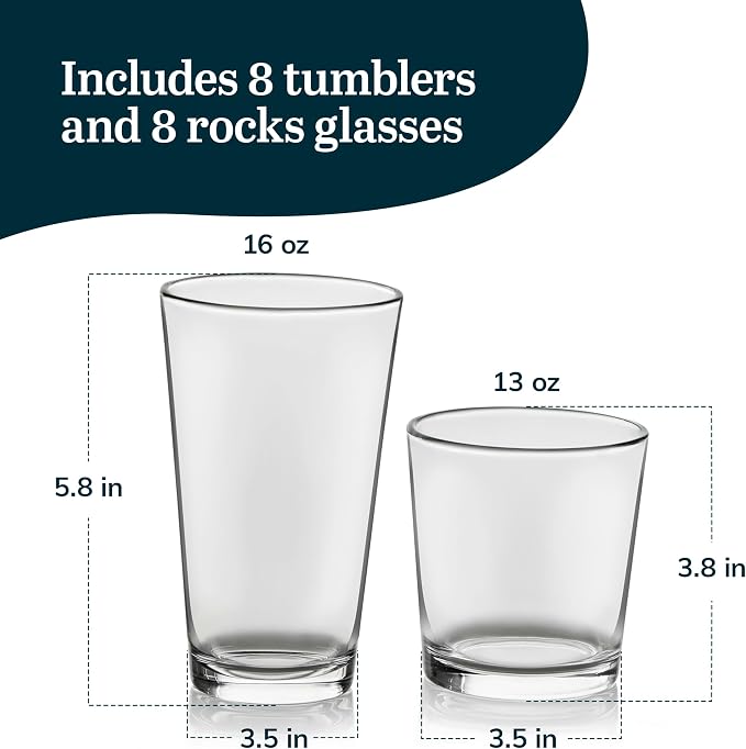 Libbey Flare Rocks, Glass Tumbler Set, Stylish Lead-Free Drinking Glasses Set - Image 3