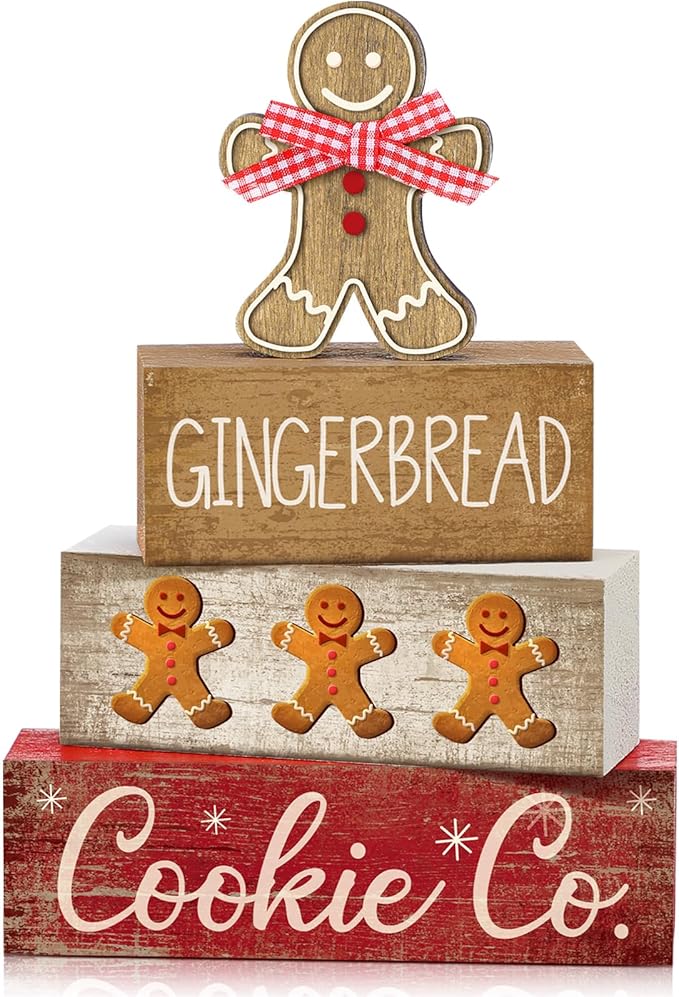 Moucuny 4 Pcs Christmas Table Decor Gingerbread Man Decoration Christmas by Moucuny