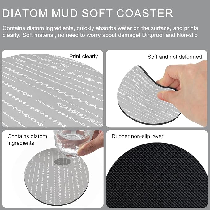 Modern Minimalist Art Coasters Set of 2 Absorbent Coasters - Image 5
