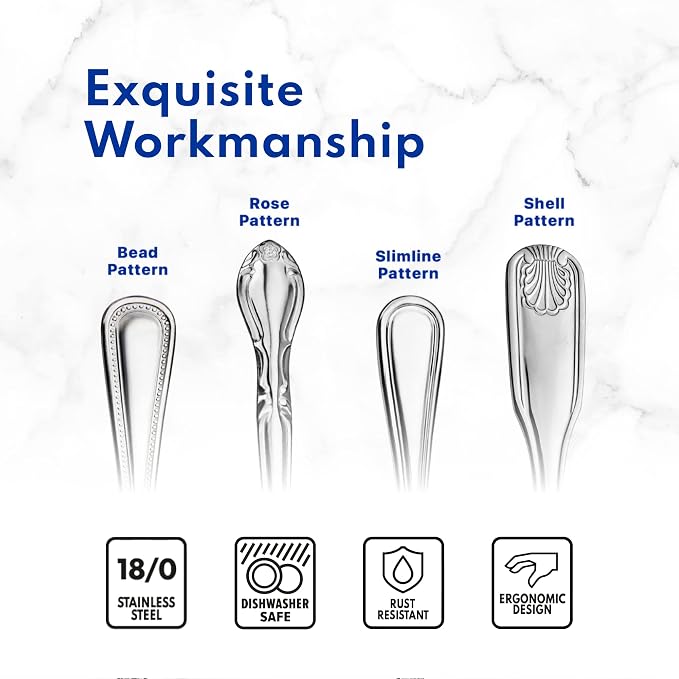 New Star Foodservice Rose Pattern 18/0 Stainless Steel Bouillon Spoon, - Image 6