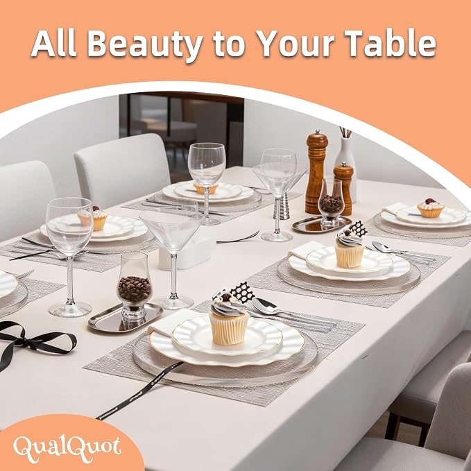 72PCS Pearl White Plastic Plates, Wavy Plates - Image 5