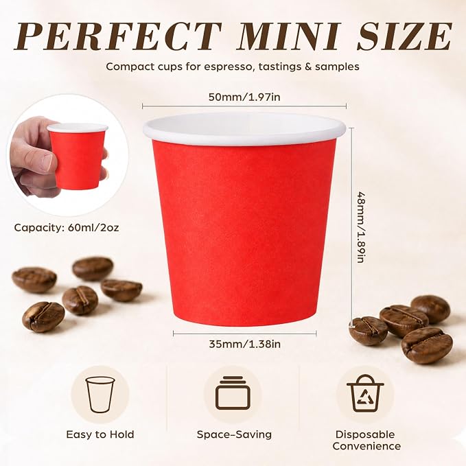 300 Pcs Mini Coffee Cups Brown Culture Cup 2oz Disposable Bathroom Cups Paper - Image 3