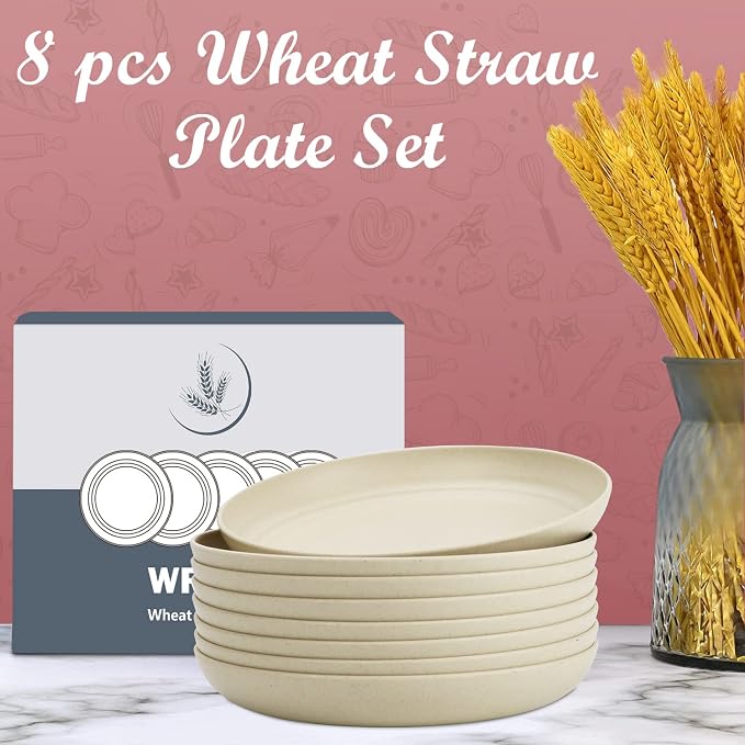 Wheat Straw Dinner Plates Set of 8 - Image 6