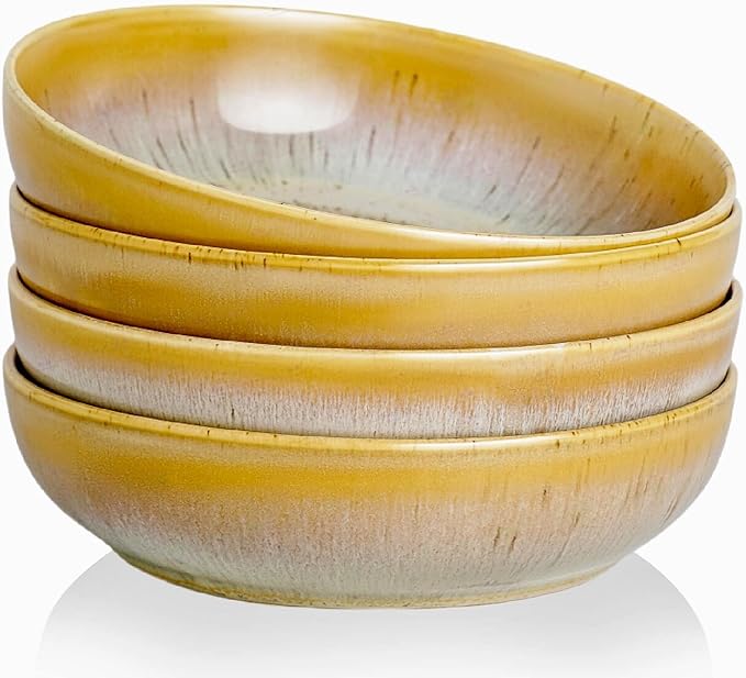 30oz Ceramic bowls set of 4-8" serving bowls by KYBSCZMoment