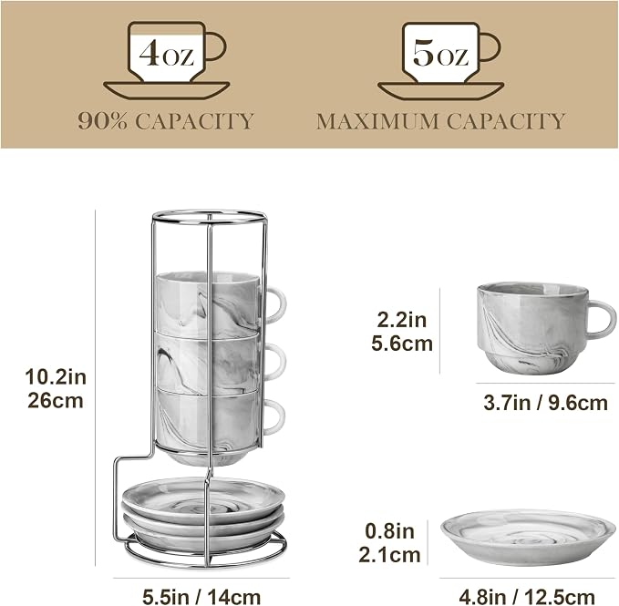 MALACASA 4 OZ Porcelain Espresso Cups - Image 2