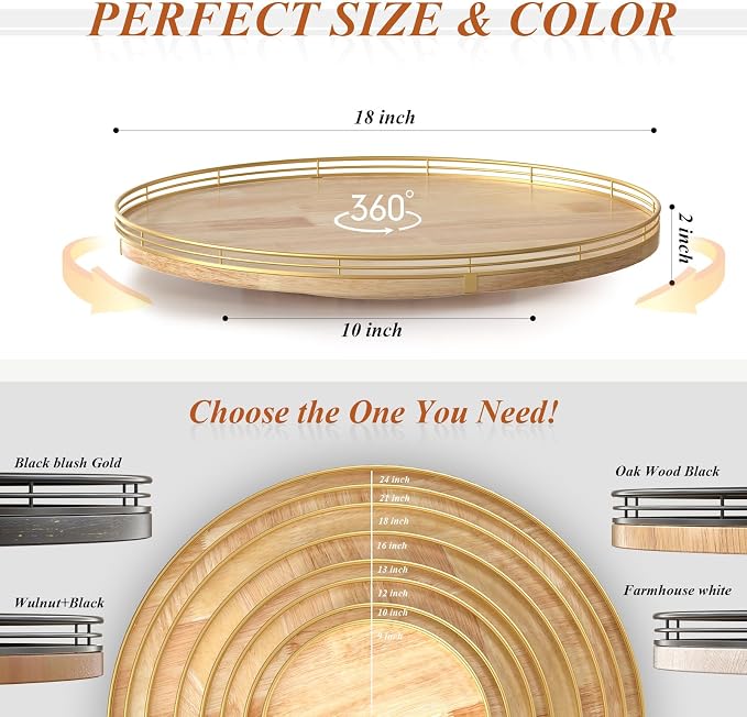 AMH 18-Inch Rustic Lazy Susan - Image 6