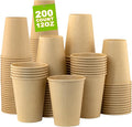 12 oz 200 Pack Disposable Coffee Cups, Bulk Brown Disposable Paper Cups by COOLCAP