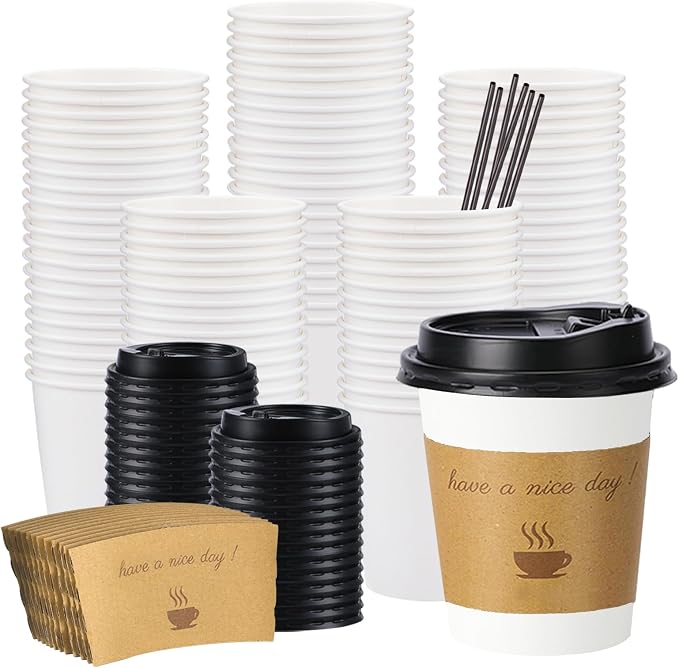 BYSNOW 100 pack 10 oz Disposable Coffee Cups by BYSNOW