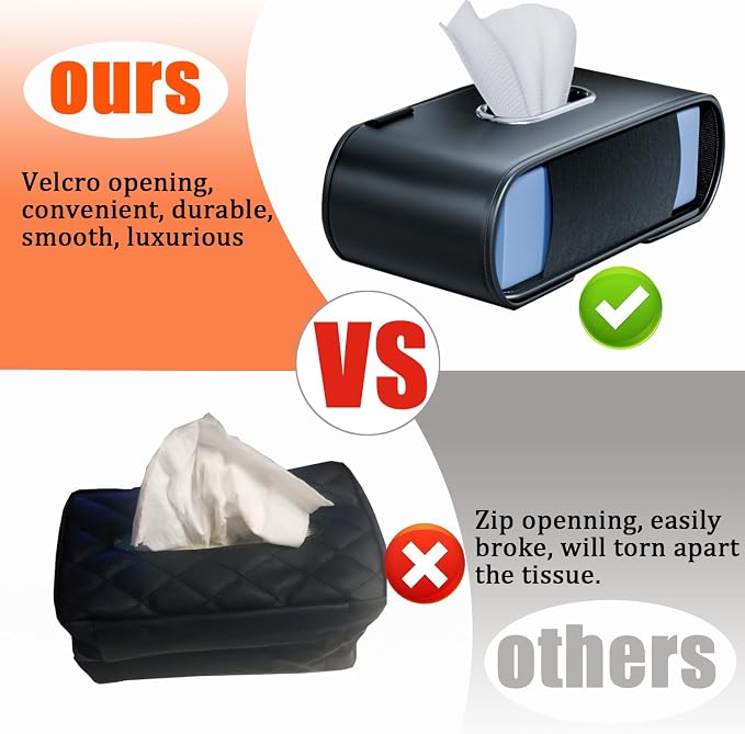 Car Tissue Holder, Car Kleenex Holder Backseat Fits 100-160 Count | Premium PU - Image 5