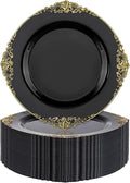 Nervure 100Pcs 10.25'' Black Plastic Plates, Party Plates by Nervure