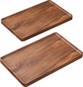 VERTORGAN 2 Pack Acacia Wood Serving Tray, 15.8x9.8 Inch Trays, Home Decor | by VERTORGAN