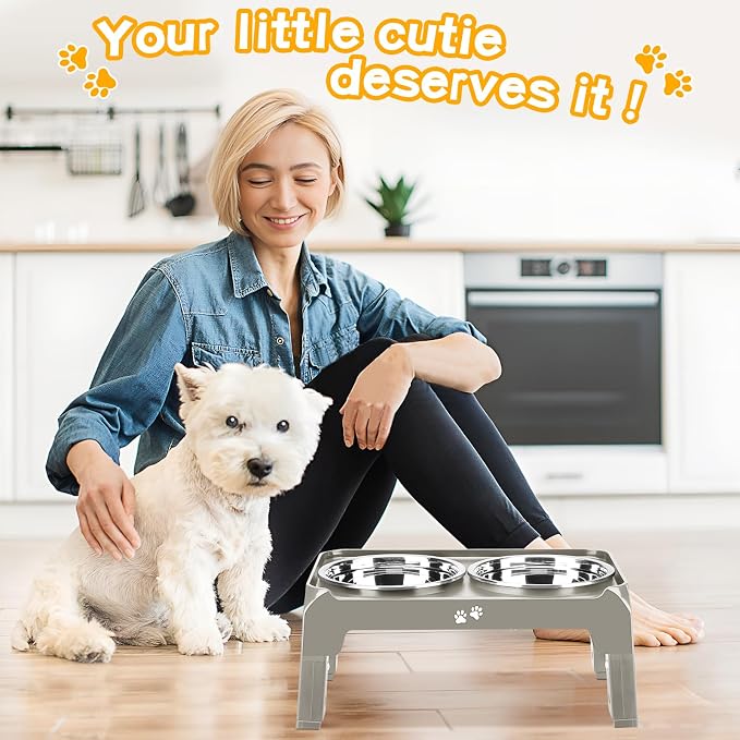 Elevated Dog Bowls for Small Dogs 3 Height Adjustable Raised Dog Bowl Stand - Image 7