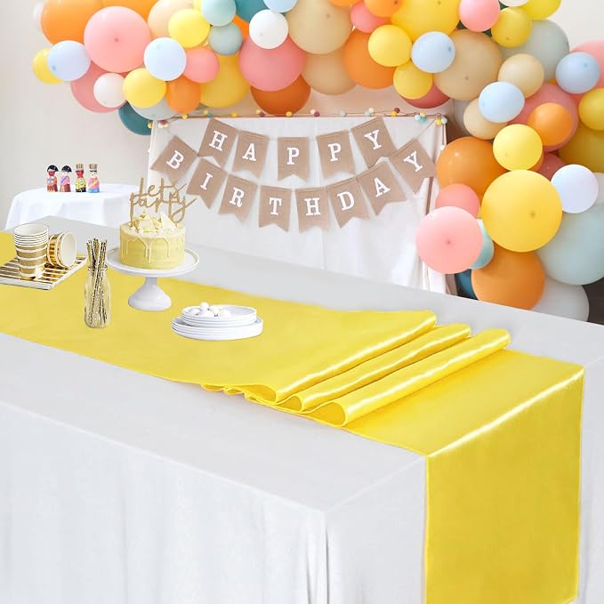 Yellow Table Runners 20 Pack 12x108 inch Silk Satin Smooth Fabric | Satin Table - Image 6