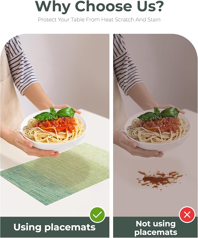 Leetaltree Gradient Green Woven Placemats Set of 6 - Image 9