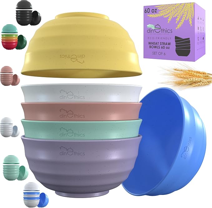 60-OZ 6 Large Wheat Straw Bowls by DINETHICS