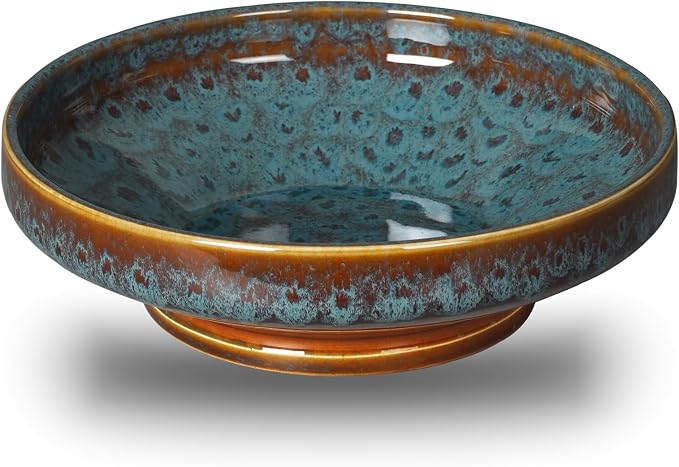 Ceramic Fruit Bowl for Kitchen Counter, Decorative Pedestal Bowl for Table by STE-CER