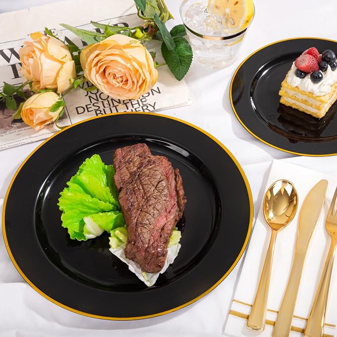 SUT 350-Piece Black and Gold Disposable Plates - Image 7