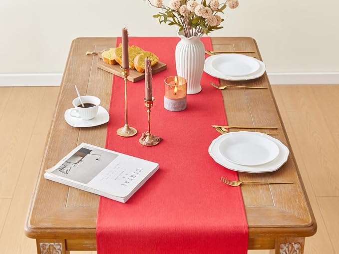 YATOJUZI Red Table Runner Seasonal Kitchen Dining Coffee Table Decoration 55 - Image 2