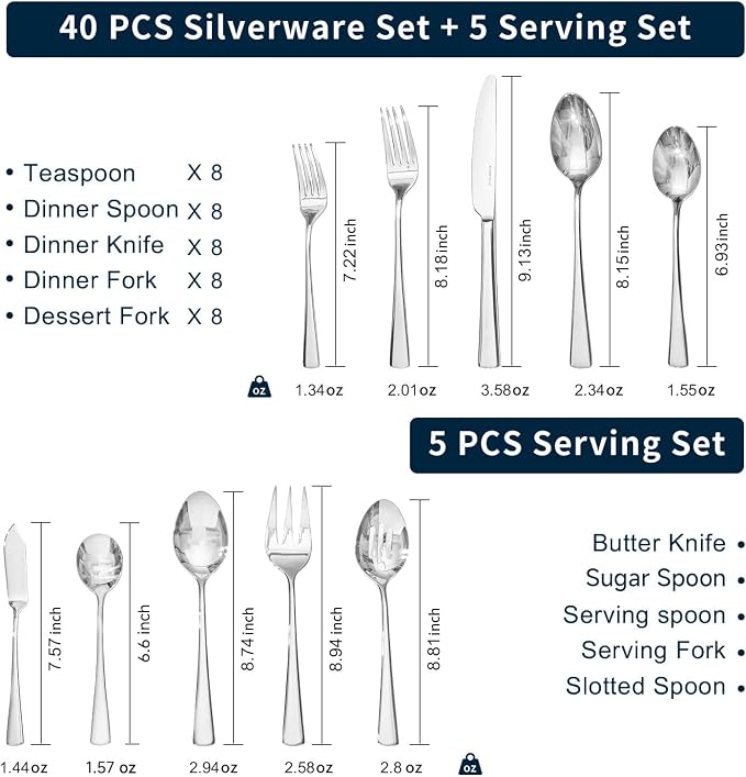45 Piece Silverware Set for 8 - Image 2