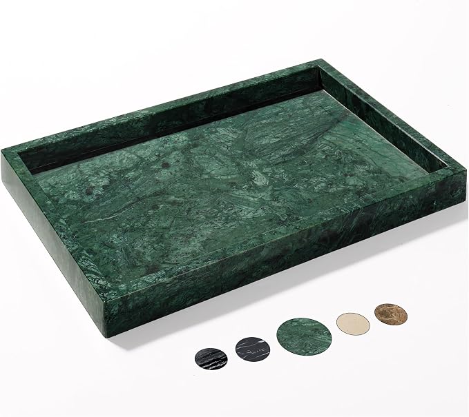 Real Natural Marble Tray for Bathroom, Genuine Marble Stone Vanity Tray by YMXYJM