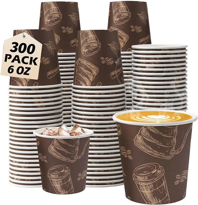 6 oz 300 Pack Disposable Paper Cups, Recyclable Paper Coffee Cups | Paper by Huifany
