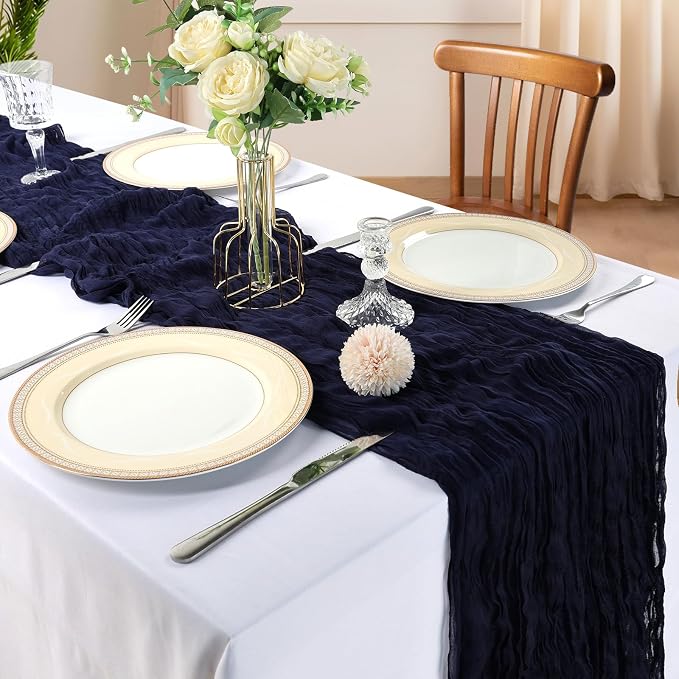 12 Pack 10Ft Navy Blue Cheesecloth Table Runner 23 x 120 Inch | Gauze Rustic - Image 2