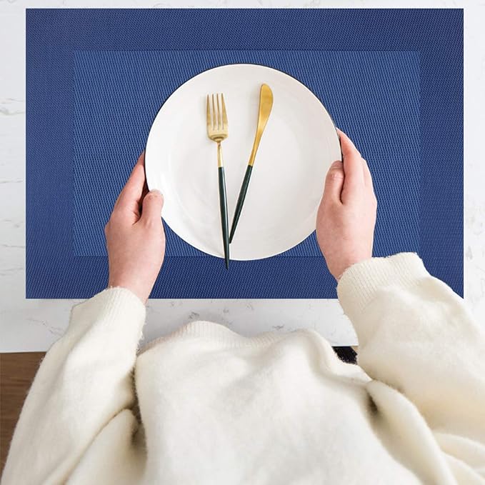 PIGCHCY Elegant Placemats Set of 6 and Table Runner Washable Vinyl Placemats - Image 4