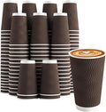 Clawsoff 90 Pack 16 oz Disposable Paper Coffee Cups Insulated Brown | by BuyNow