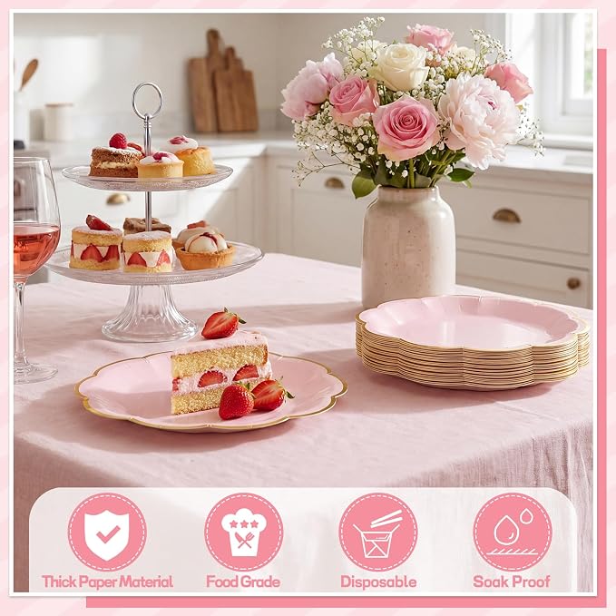 NatNarr 30 Pcs Pink Plates - Image 3